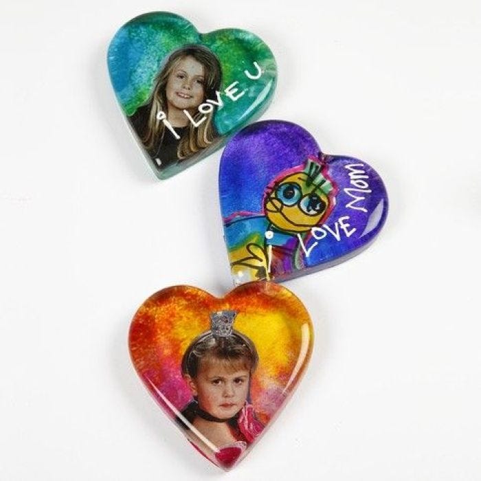 A Glass Heart decorated with an Image and Glass Paint