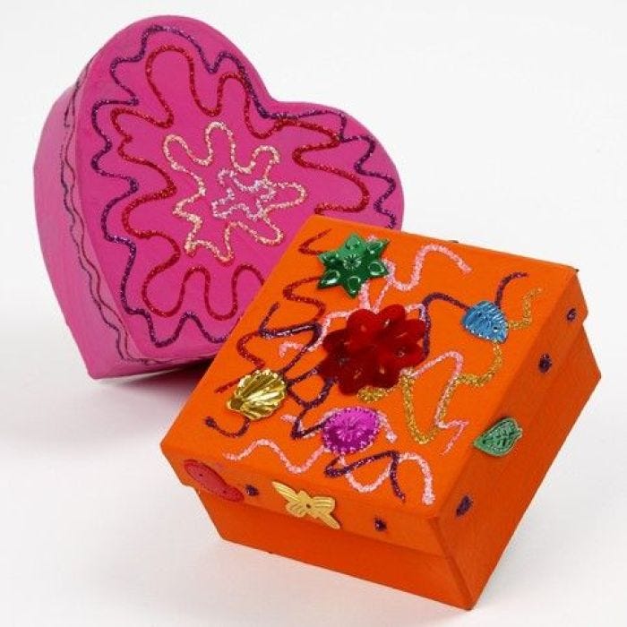 Papier-Mâché Boxes with Glitter Glue