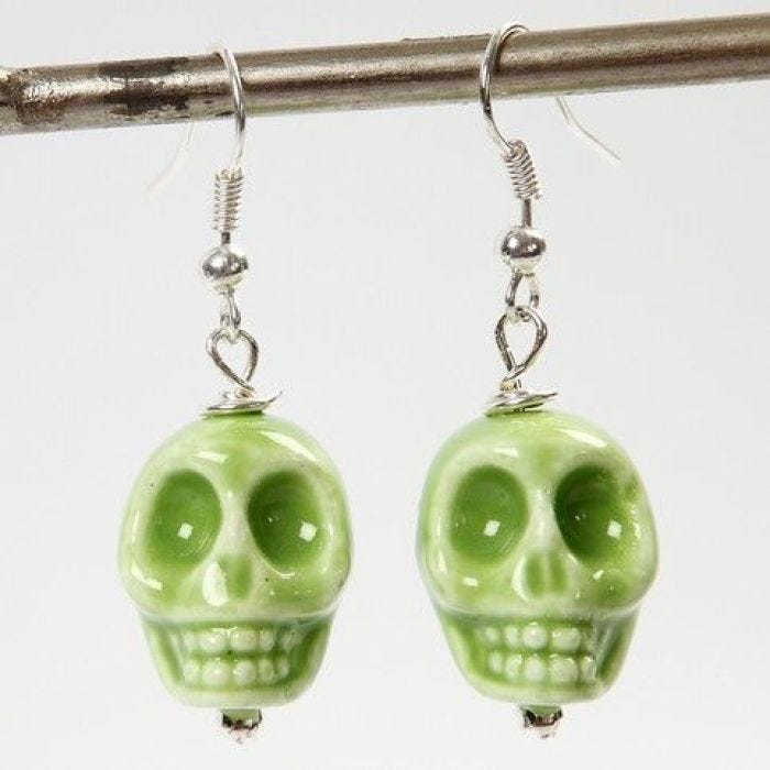 Earrings with Ceramic Skulls