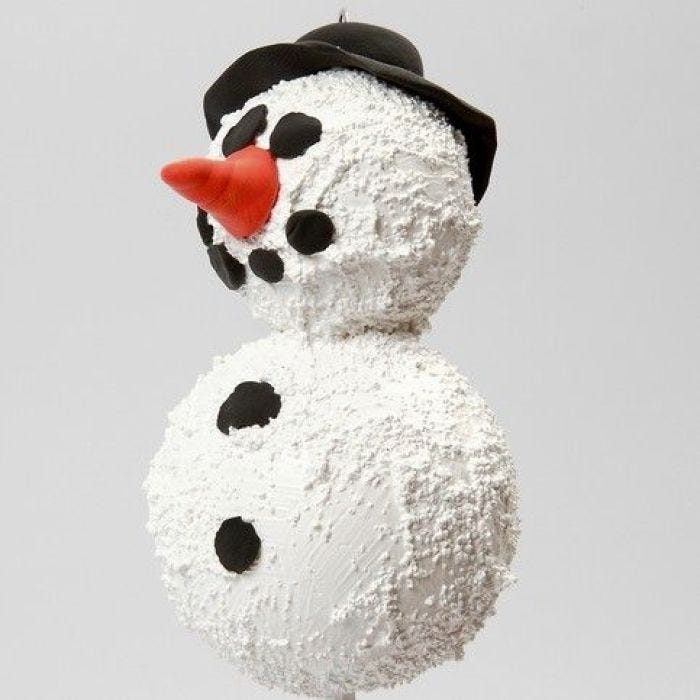 A Snowman using polystyrene balls and modelling paste