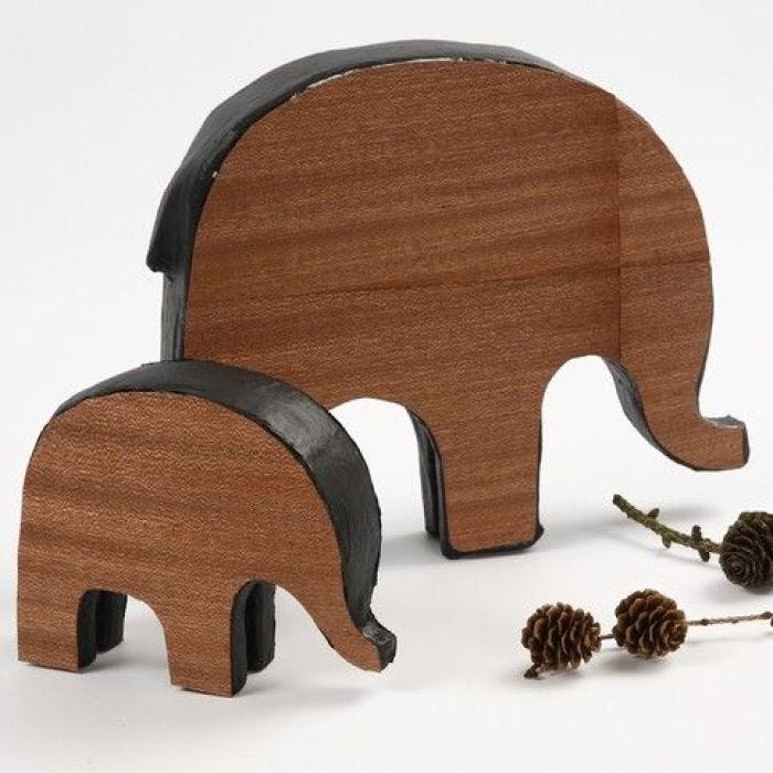 Elephants with Wood Veneer