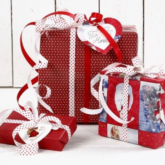 Christmas Gift Wrapping in Red and White