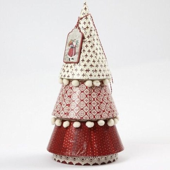 A Papier-Mâché Christmas Tree with Decoupage