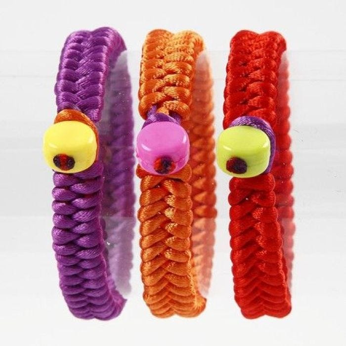 Braided Satin Bracelets with Plastic Beads