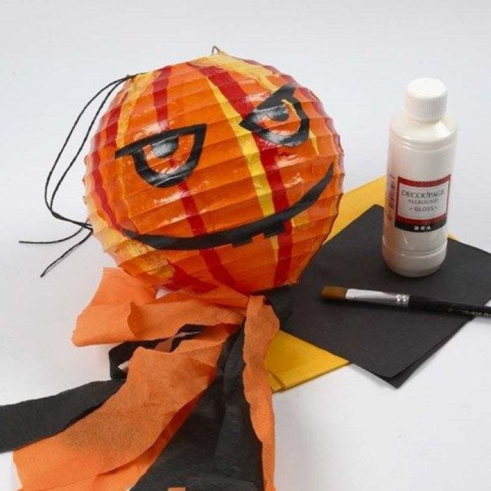 A Pumpkin Lantern made from a Rice Paper Lamp