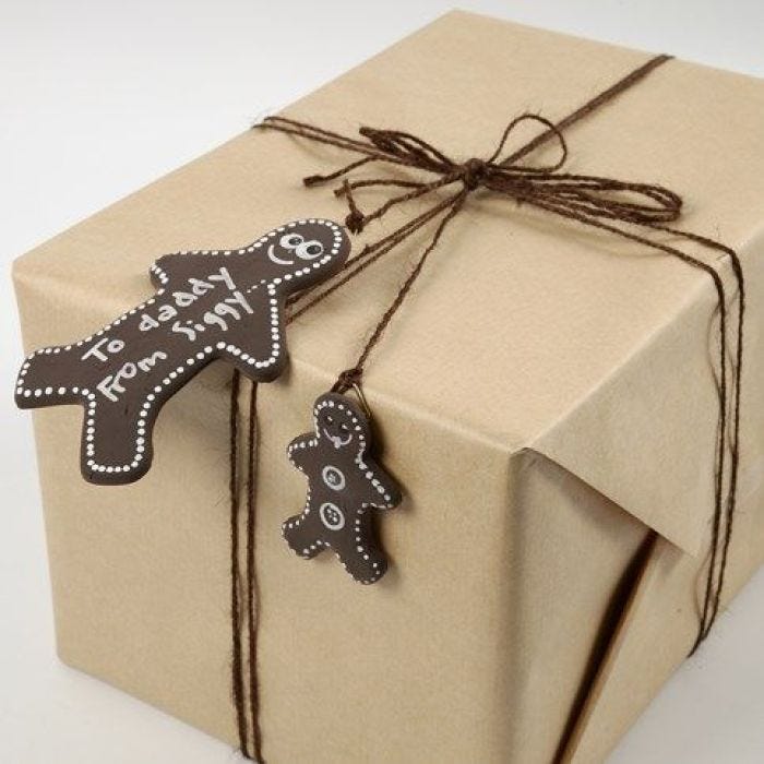 A Silk Clay Gingerbread Man as a Gift Tag