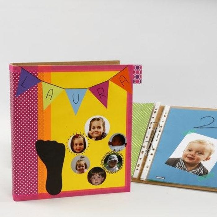 A Ring Binder Scrapbook with Color Bar Card Pages