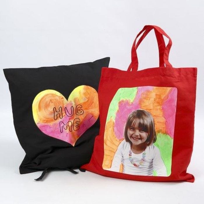 A Cushion and a Shopping Bag with Transfer Print