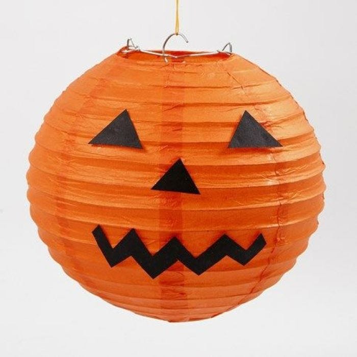 A Rice Paper Lamp as a Pumpkin for Halloween