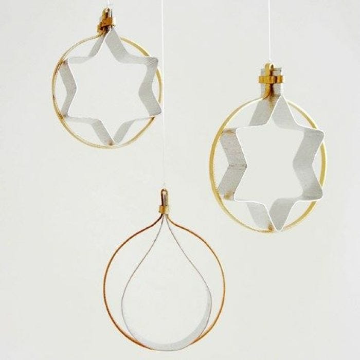 Hanging Decorations from flat gold & silver Aluminium Wire