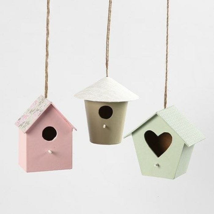 Decorative Bird Boxes decorated with Design Paper and Paint