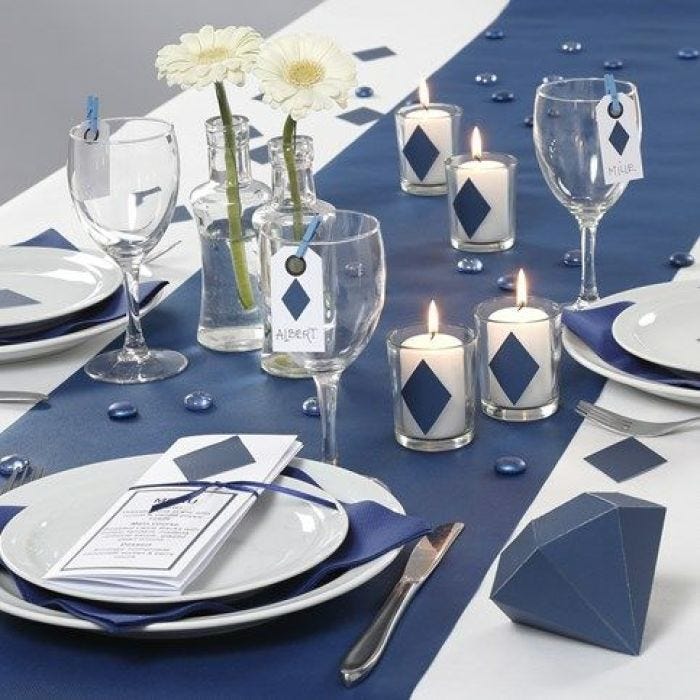 Happy Moments blue Table Decorations and Menu Card