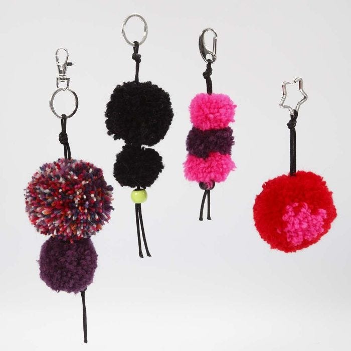 Keyring Fobs with Pom-Poms