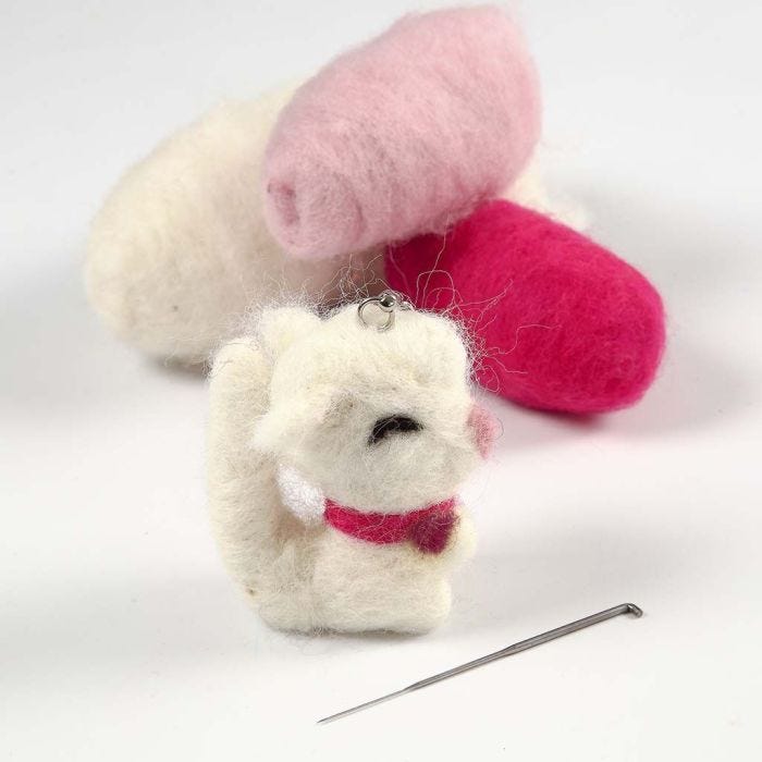 Needle Felting on a Fabric Animal on a Keyring