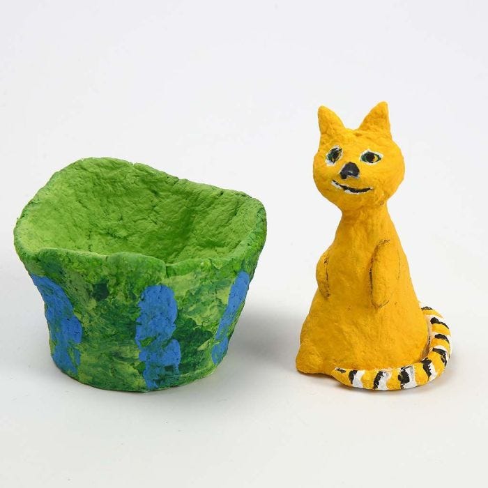 A Polystyrene Cat covered with Papier-mâché Pulp