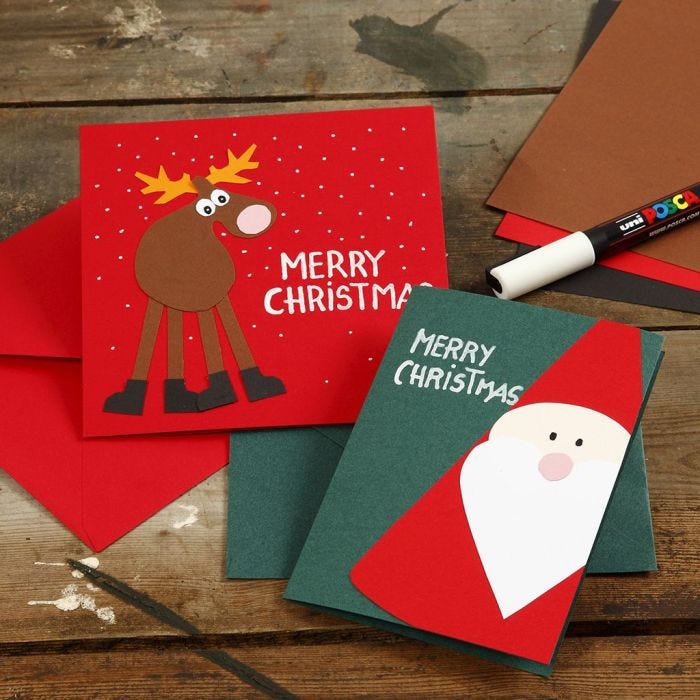 Greeting Cards with Christmas Designs made from Card