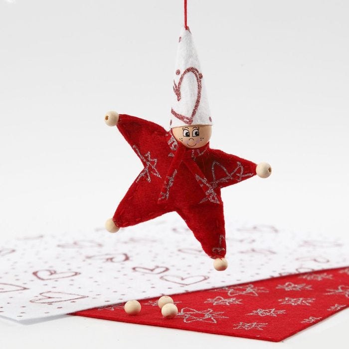 A star-shaped Pixie made from Felt with Glitter