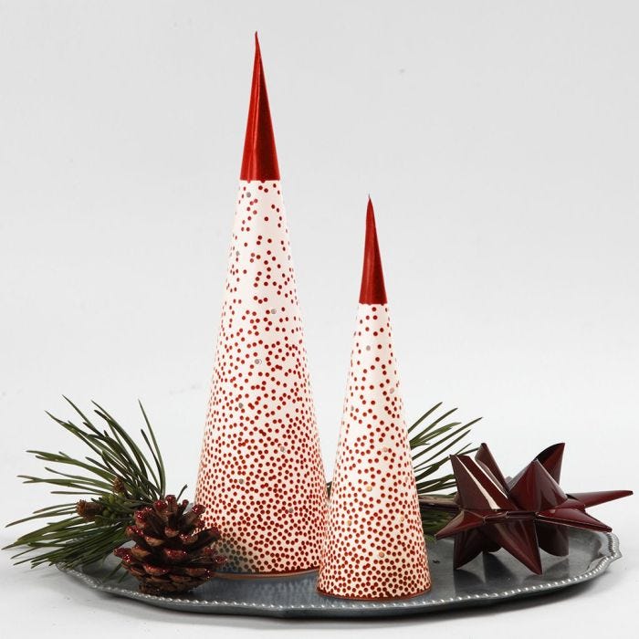 A Cone Christmas Tree placed over an LED Tealight