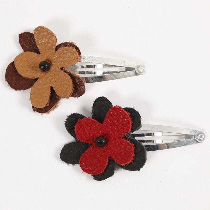 A Hair Clip with a Leather Flower