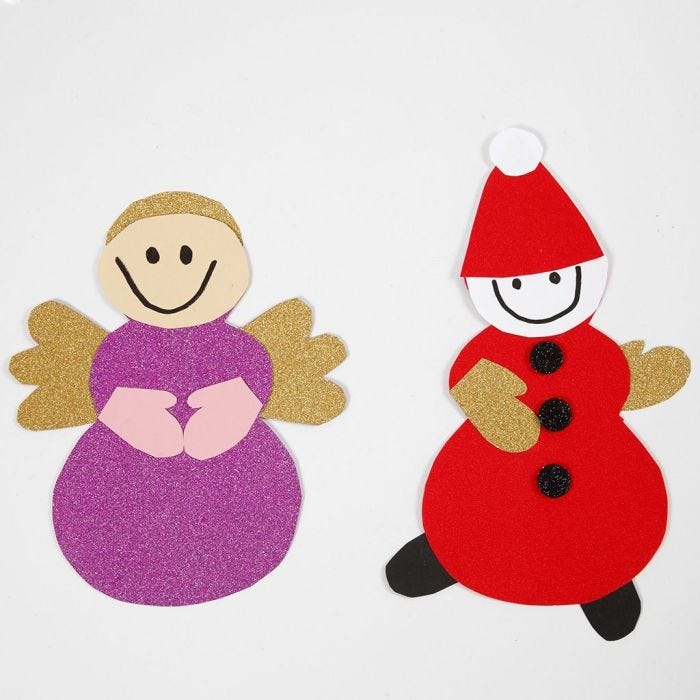 An Angel and a Pixie made from a Template and Materials from a Christmas Decoration Kit