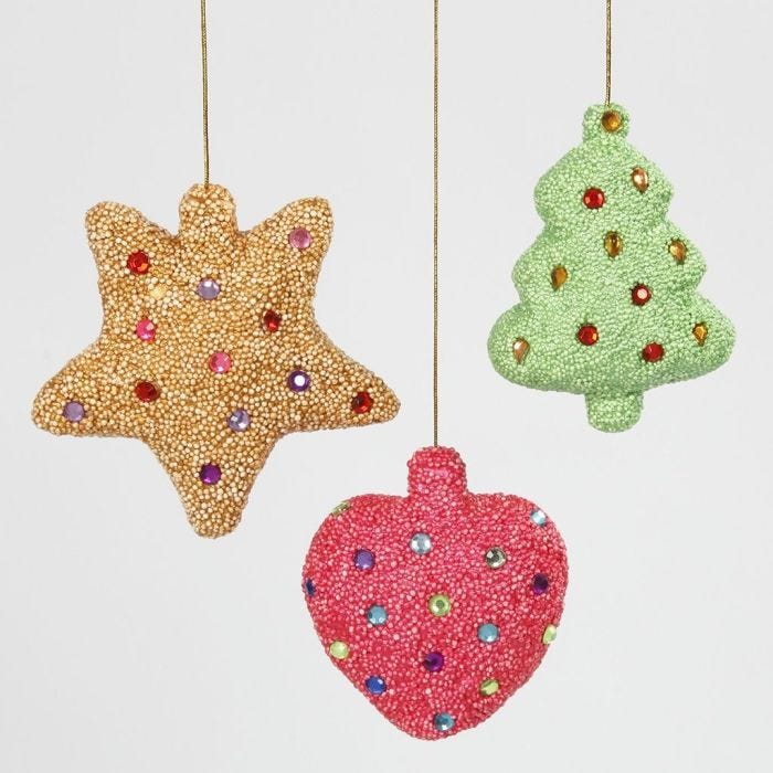 Christmas Decorations made from Polystyrene covered with Foam Clay and decorated with Rhinestones