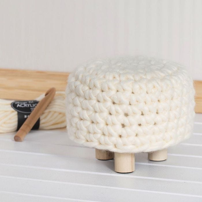 A Pouffe with a crocheted Cover from XL Chunky Yarn