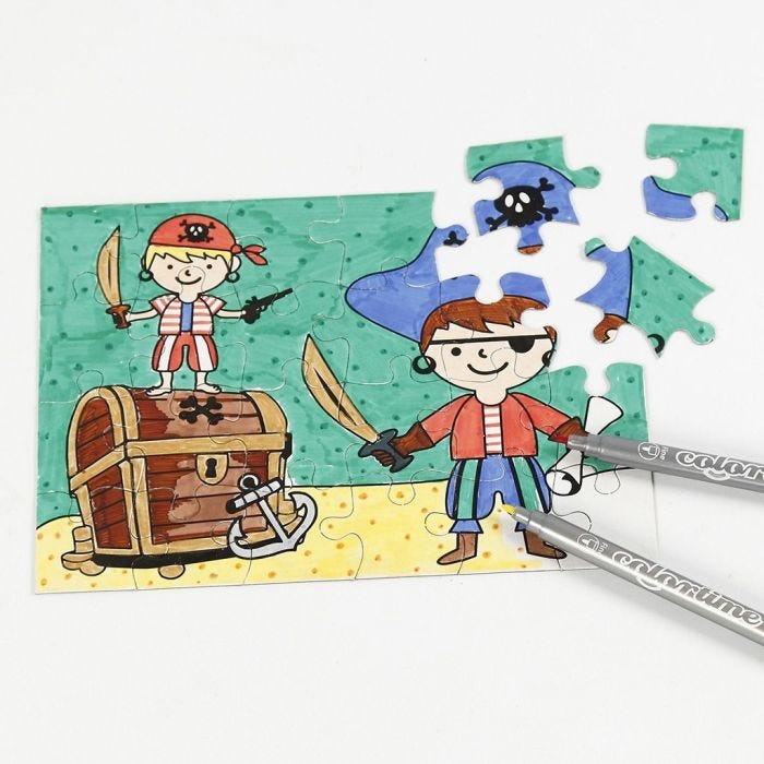 A Pirate Jigsaw decorated with Marker Pens