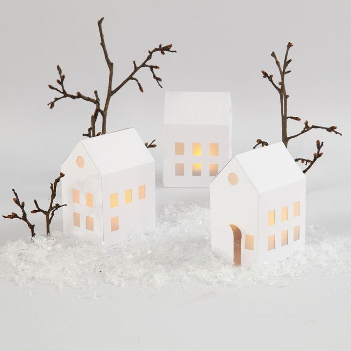 Illuminated Houses with LED Tea Lights