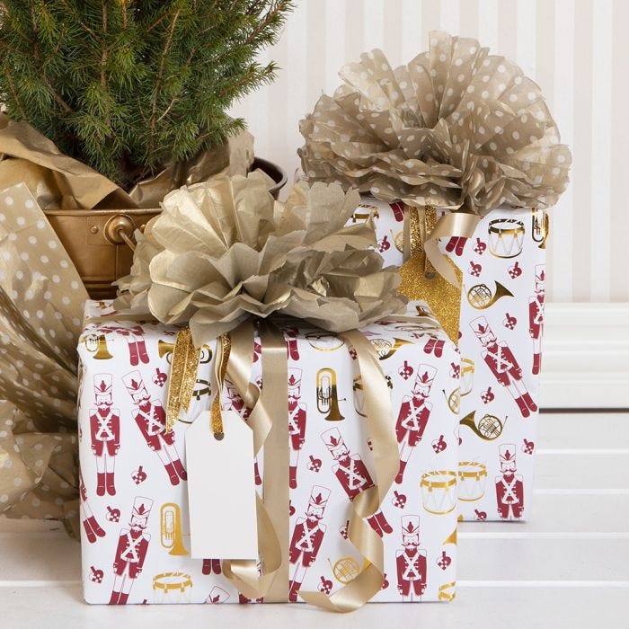 Christmas Gift Wrapping with a Tissue Paper Pom-pom