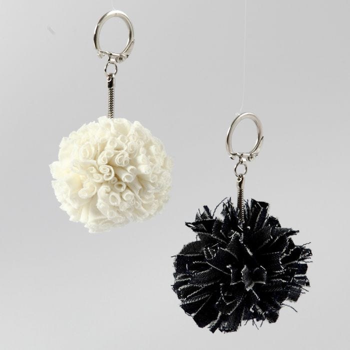 Pom-pom Pendants from Spaghetti (Fabric) Yarn or Denim Fabric Yarn