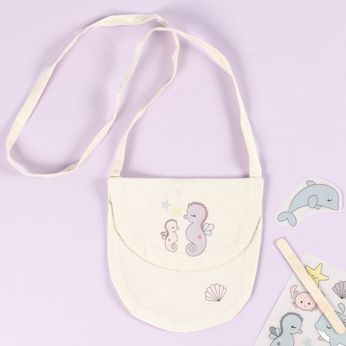 Rub-on Stickers with Sea Creature Designs on a Shoulder Bag