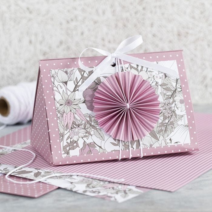 A rose Gift Box with a Rosette and Design Paper