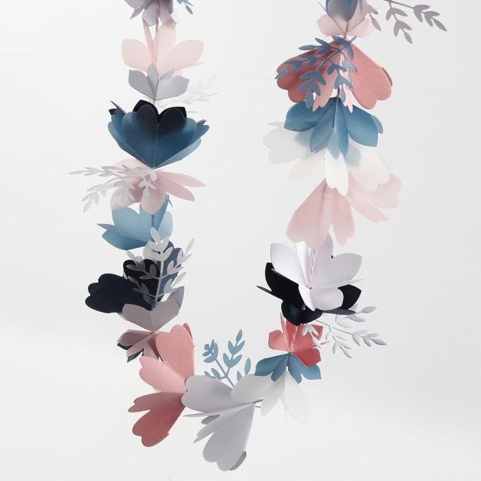 A Flower Garland made from Card and Vellum Paper