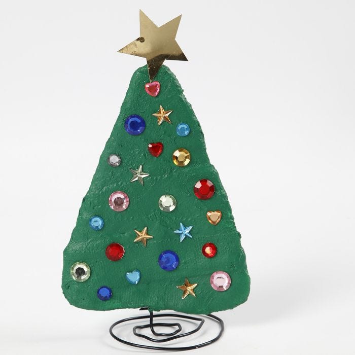 A Bonsai Wire and Gauze Bandage Christmas Tree decorated with Rhinestones