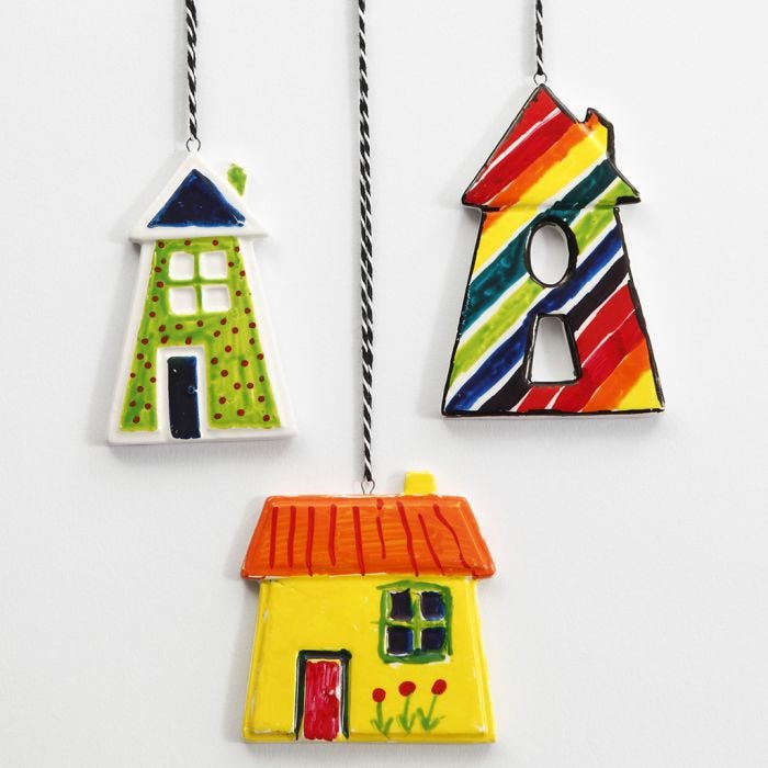 Colourful Porcelain Houses for hanging