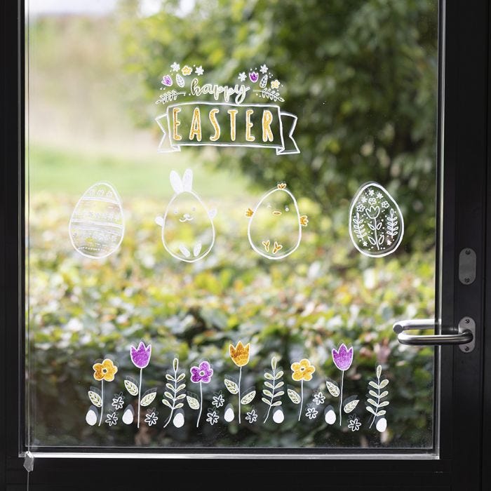 Easter Window decorations using chalk markers