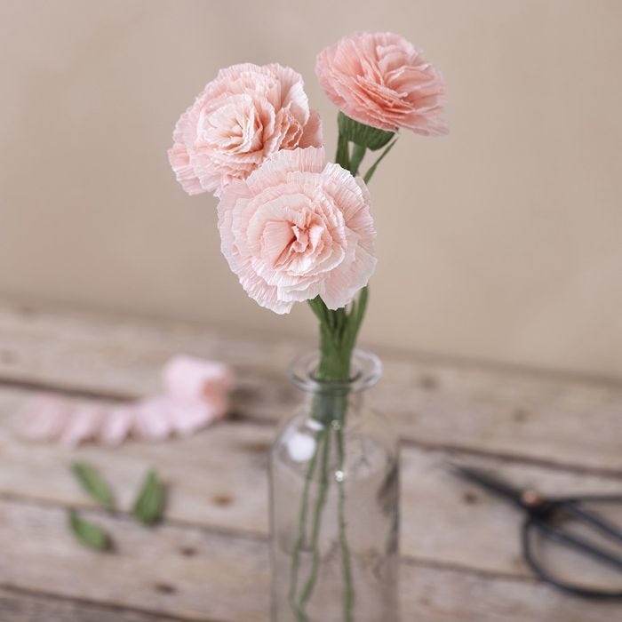 Carnations made from crêpe paper