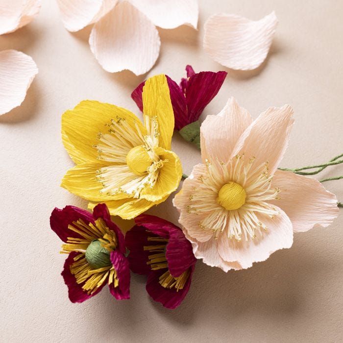 Japanese anemones made from crêpe paper