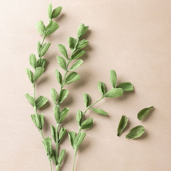 Branches with small crêpe paper leaves