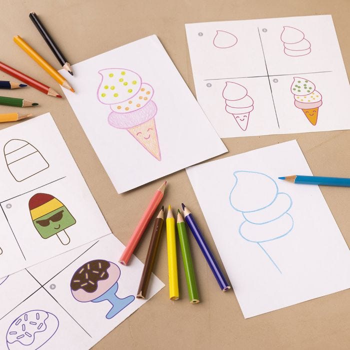 Learn to draw cakes and sweets