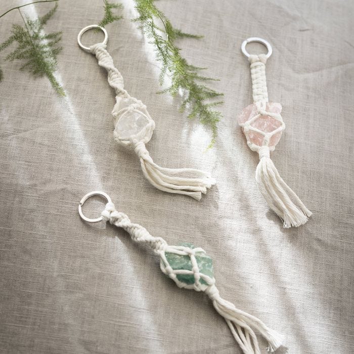 Macramé key ring with crystal