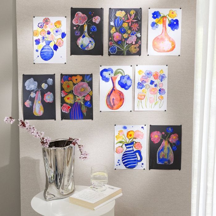 Watercolour, oil pastel and marker artwork