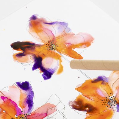 How to create effects with blowpipes in watercolor