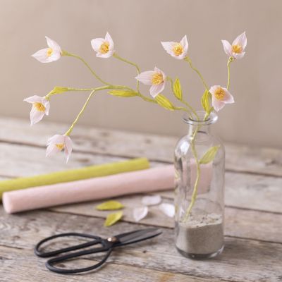 Cherry branch of crêpe paper