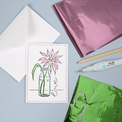 A Greeting Card with Deco Foil using a hand-drawn Design