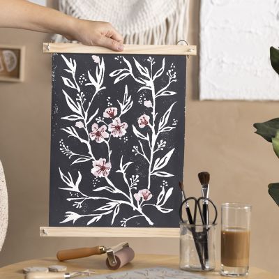 A poster with lino printing