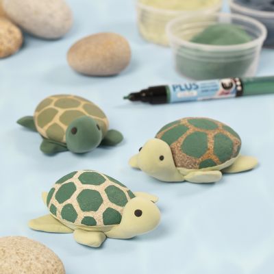 Turtles painted on stones with Plus Color markers and Silk Clay&reg;