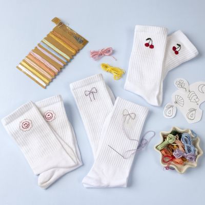Socks decorated with embroidery