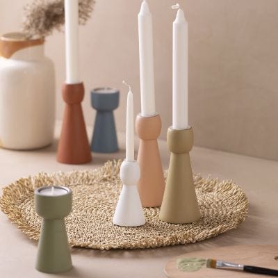 Wooden candle holder painted with Plus Color