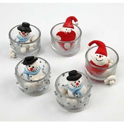 Silk Clay Figures in Candle Holders